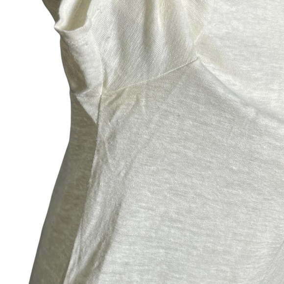 MAJE Tellor Embellished Linen T-Shirt Top Ivory/Cream Gold Trim Size 2 (Medium) - Picture 8 of 9